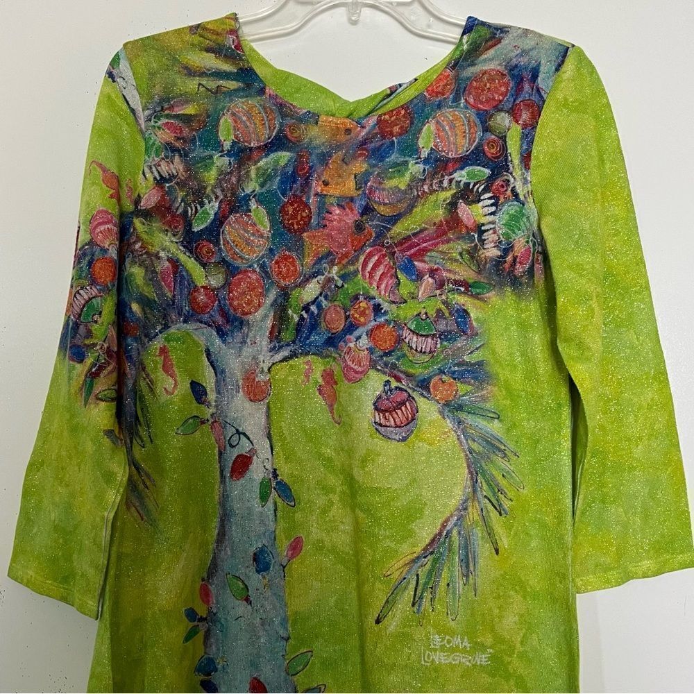 Leoma Lovegrove Lagenlook Top Asymmetrical Glitter Artsy Whimsical Blouse Small - Picture 3 of 10